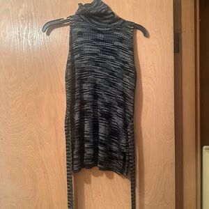 Missoni Black and White Sleeveless Turtleneck Knit Top
